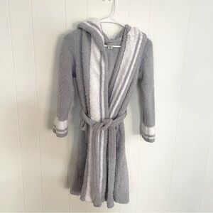 Barefoot Dreams Cozy Chic Kids Sz 8/10Gray and White Robe Super Soft Sleep